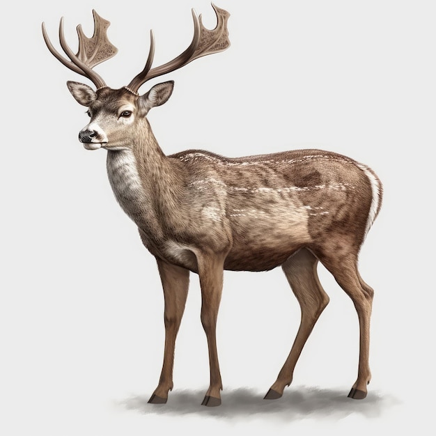 Graceful Deer on White Background for Invitations and Posters Generative AI