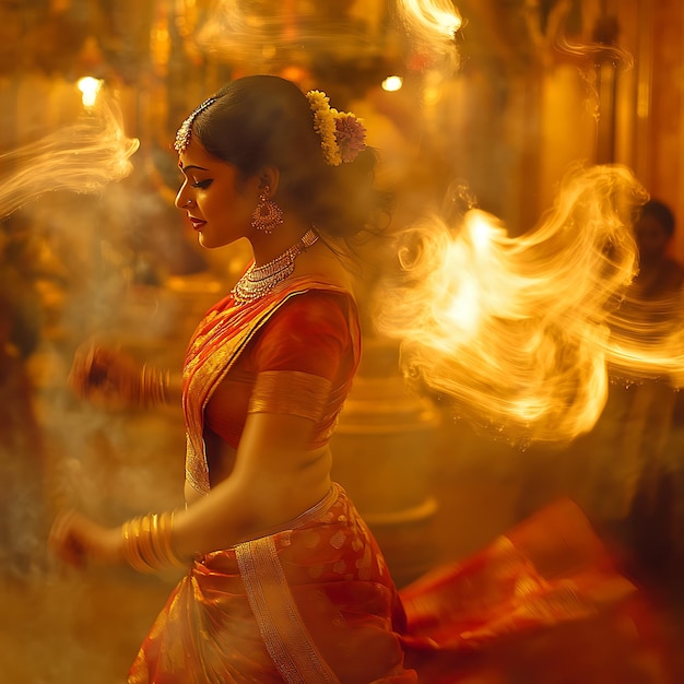 Graceful Dhunuchi Dance Amidst Durga Puja Celebrations