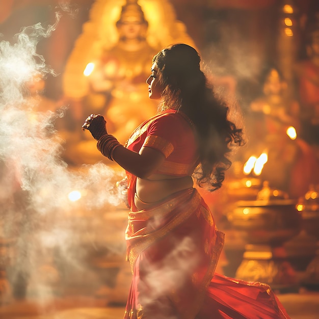 Graceful Dhunuchi Dance Amidst Durga Puja Celebrations