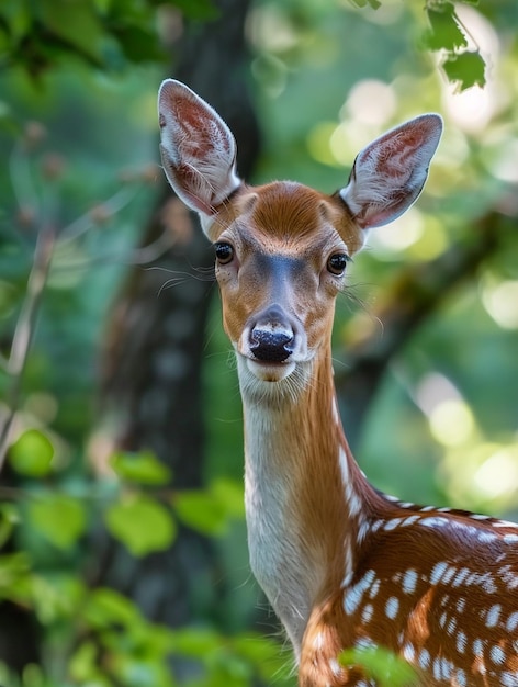 Graceful Fawn in Lush Green Forest Nature Wildlife Photography