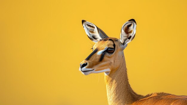 A graceful gazelle on a clean yellow background