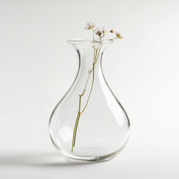 Photo a graceful glass vase showcases a single flower stem adding a touch of elegance to any space