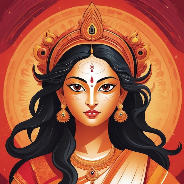 Photo graceful goddess artistic representation of maa durgas face