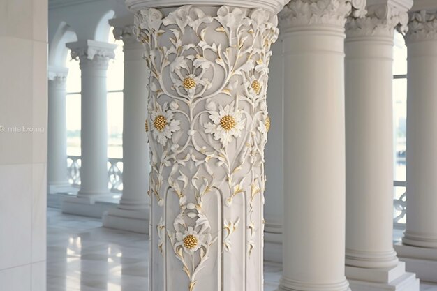 Photo graceful grey marble column design on building