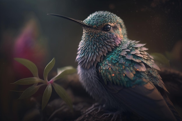 A Graceful Hummingbird's Portrait in the Forest Haven