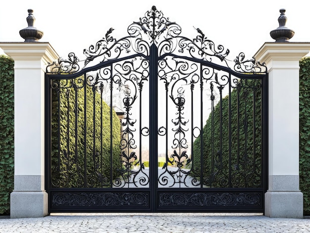 Photo graceful iron gates to a tranquil garden