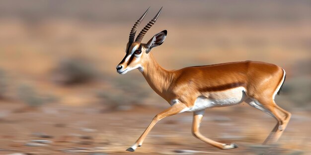 Photo the graceful movement of a gazelle on the savanna concept animals nature wildlife savanna graceful movement