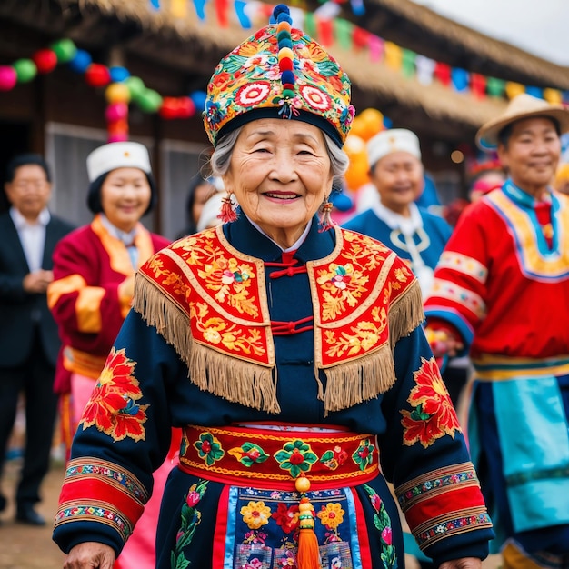 Graceful Old Woman Enjoying a Peaceful Moment