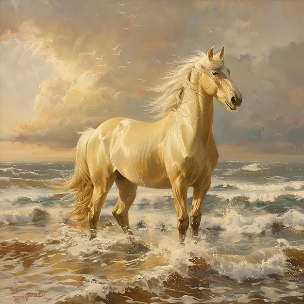 Graceful Palomino Athletic Stallion Portrait