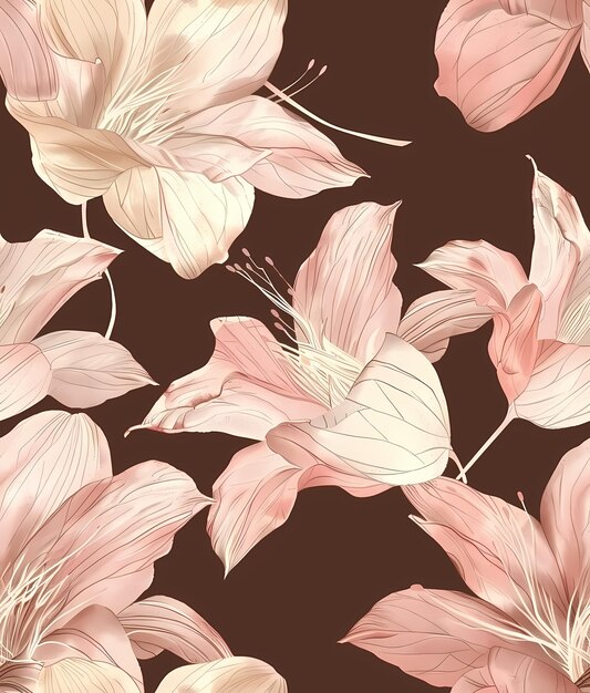 Photo graceful pink and beige floral patterns