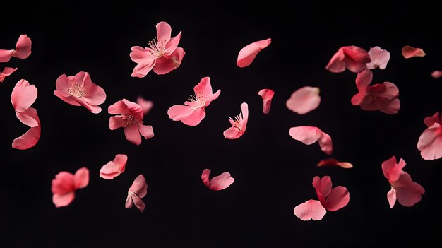 Photo graceful pink flower petals drifting and cascading