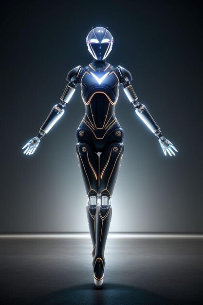 graceful robotic dancer performing in moonlight highangle shot