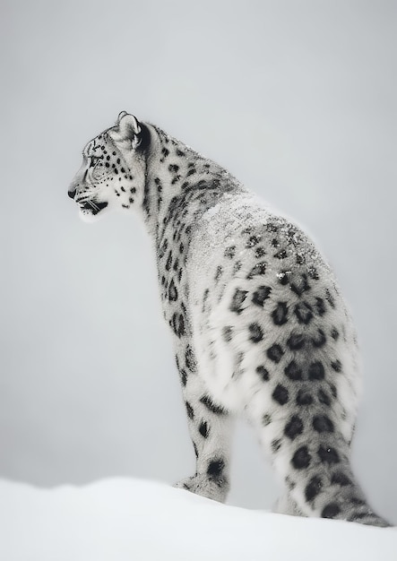 Graceful Snow Leopard A Minimalistic Portrait of Wild Elegance Generative AI