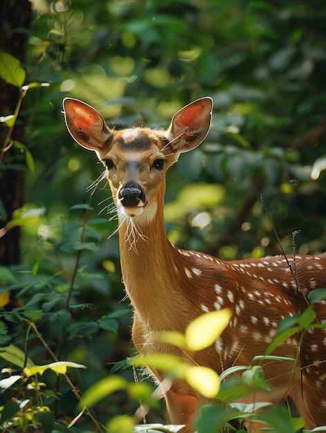 Graceful Spotted Deer in Lush Green Forest