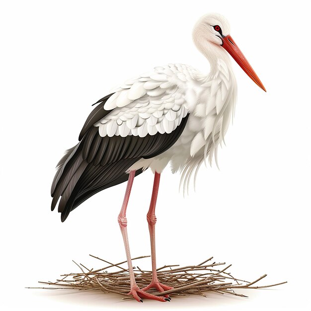 Graceful Stork on Nest