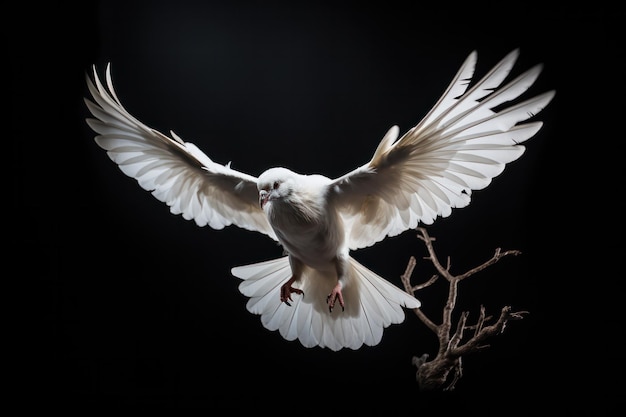 Graceful White Dove Soaring in Flight Symbol of Freedom