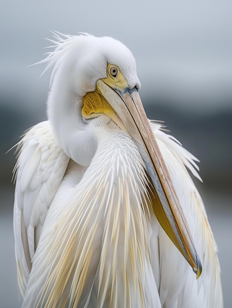 Graceful White Pelican in Serene Pose Wildlife Nature Bird Photography