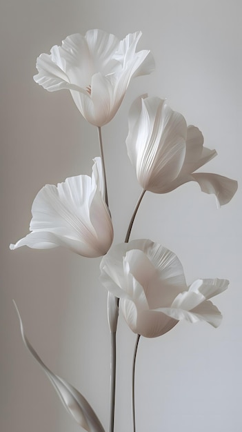 Graceful White Tulips in Soft Focus Generative Ai