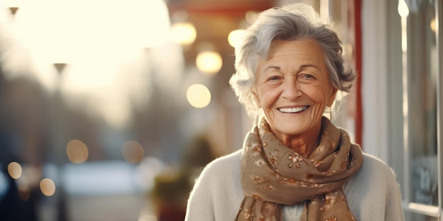 The gracious smile of a seasoned lady illuminates the moment