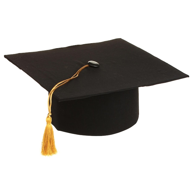 Grad hat in hand isolated on white