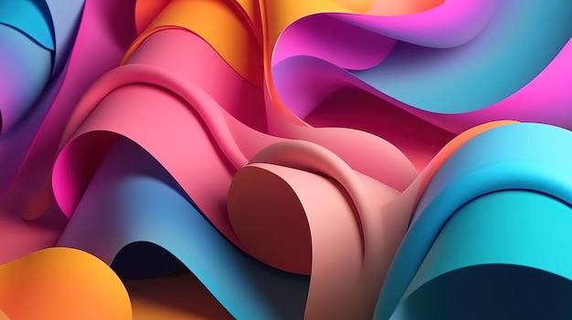 Gradient 3d folds background Generative Ai