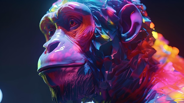 Gradient ape of the metaverse digital art illustration Generative AI