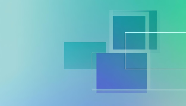 Photo gradient background with blue and green tones featuring abstract squares