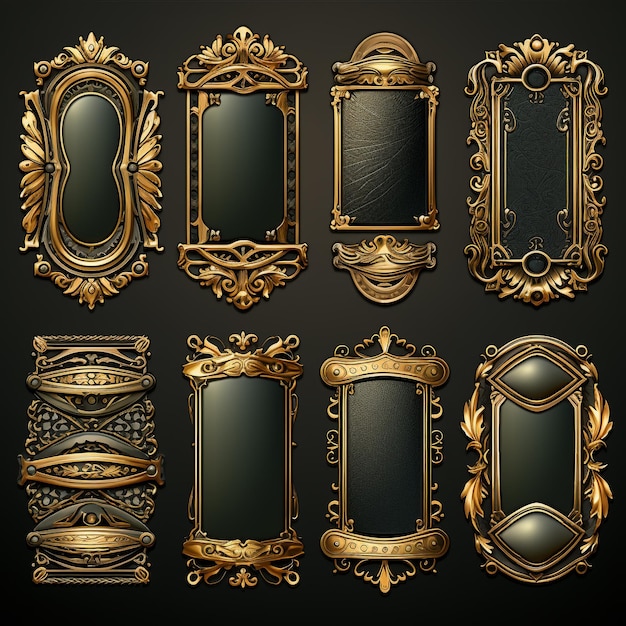 Gradient black backgrounds with golden frames