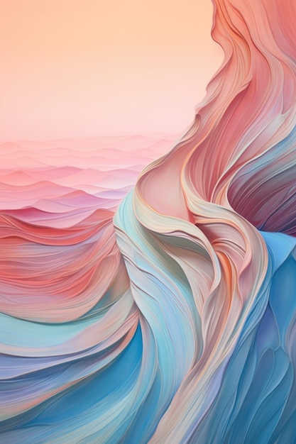 Gradient blend of pastel hues in a smooth wave created with generative ai