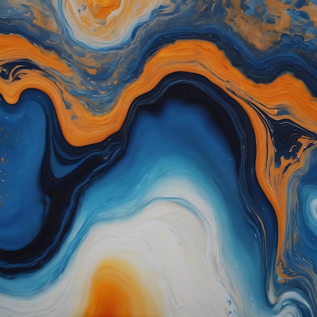 Gradient blue fluid acrylic pour painting