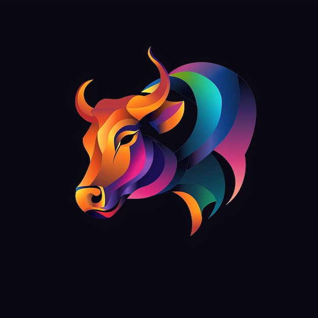 Photo gradient colorful vector bull logo