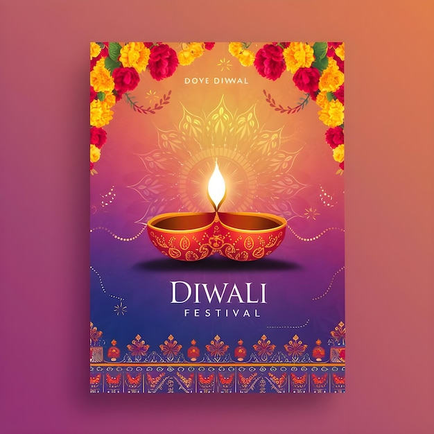 gradient diwali festival vertical poster template