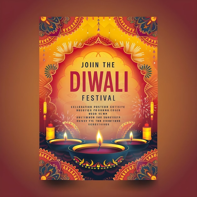 gradient diwali festival vertical poster template