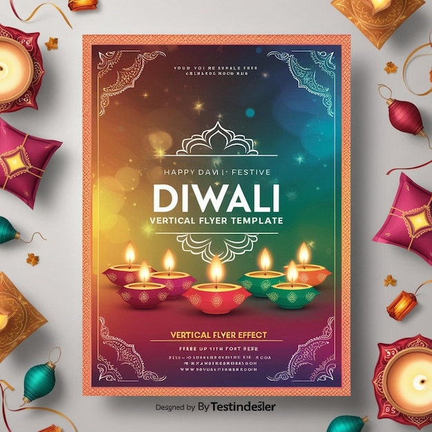 Photo gradient diwali vertical flyer template