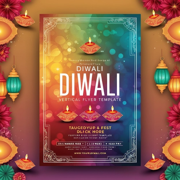 Photo gradient diwali vertical flyer template