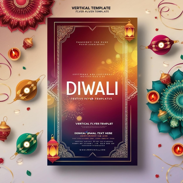 Photo gradient diwali vertical flyer template