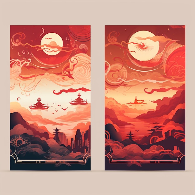 gradient dongzhi festival horizontal banners set