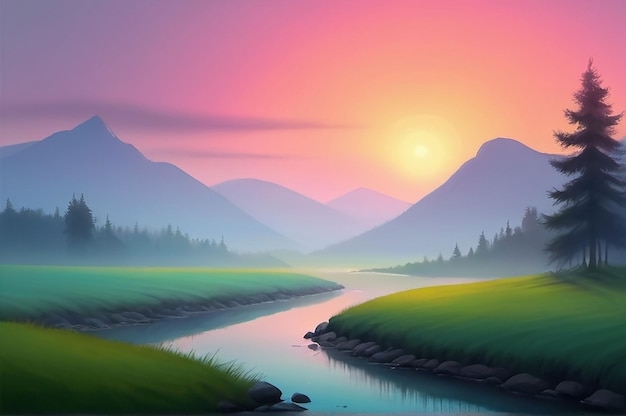 gradient effect on a landscape painting