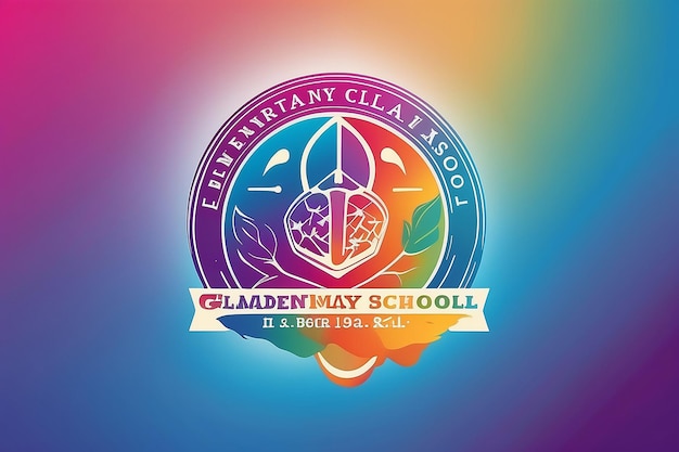 Photo gradient elementary school logo design