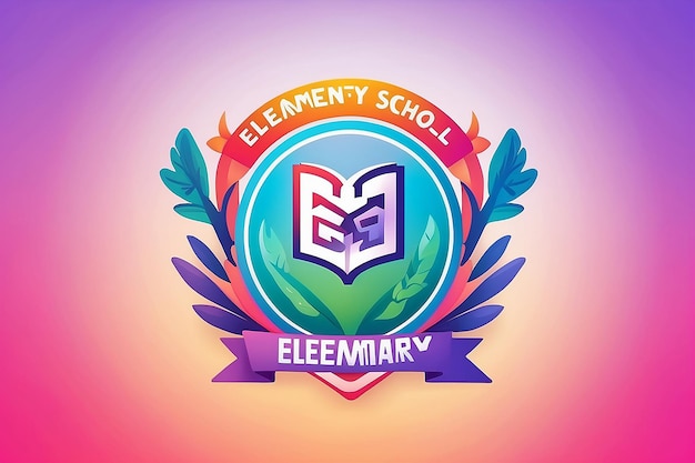 Photo gradient elementary school logo design