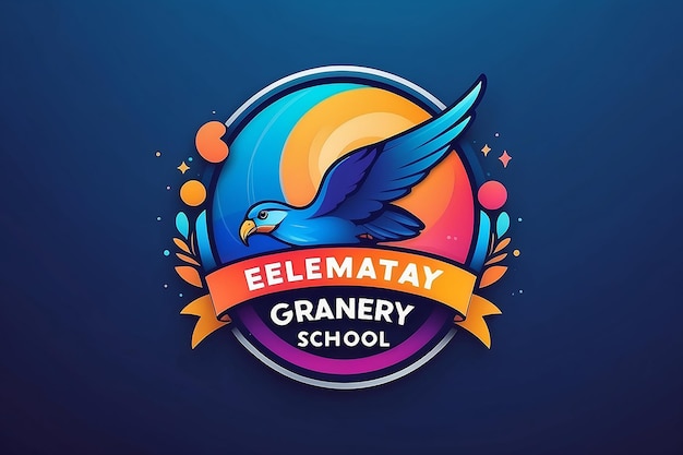 Photo gradient elementary school logo design