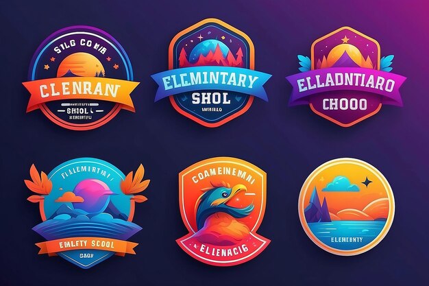 Gradient elementary school logo design