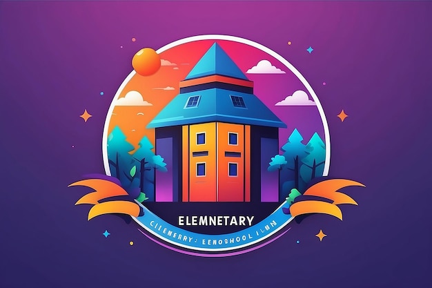 Photo gradient elementary school logo design