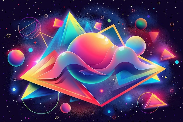 Gradient geometric shapes on dark background