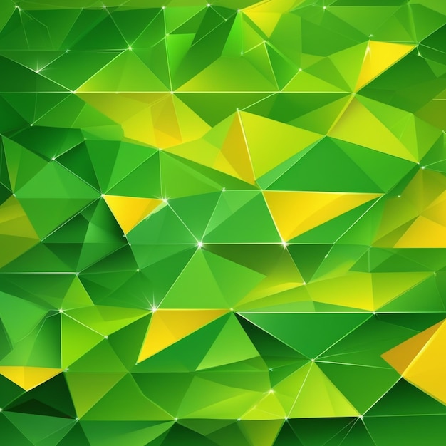 Gradient green and orange polagon triangle background with 3D