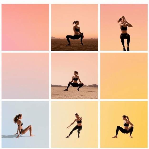 Photo gradient health and fitness instagram posts collection with photo