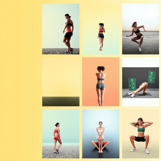 Photo gradient health and fitness instagram posts collection with photo