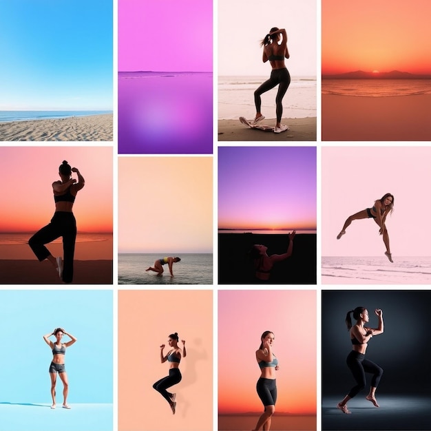 Gradient health and fitness instagram posts collection with photo