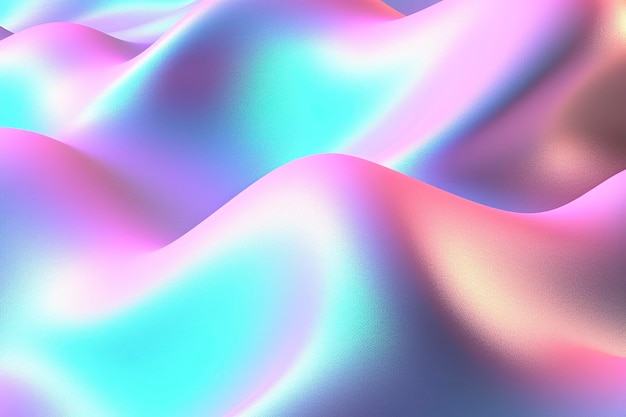 Gradient holographic Iridescent waves frosted glass soft textured gradient and isometric reflections AI Generative