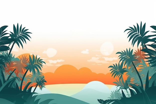 Gradient illustration beach during summer holidays party surf and beach day gradient waves sunset